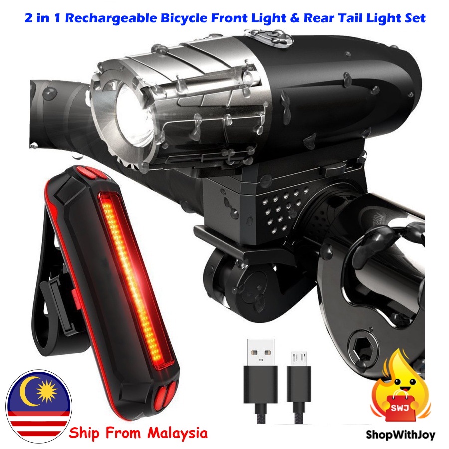 【SalesWithJoy】Rechargeable Bicycle Bike Front Light Rear Tail Light