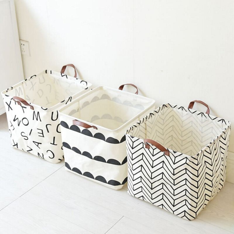 Cotton Linen Foldable Laundry Buckets Bakul Baju Kotor  