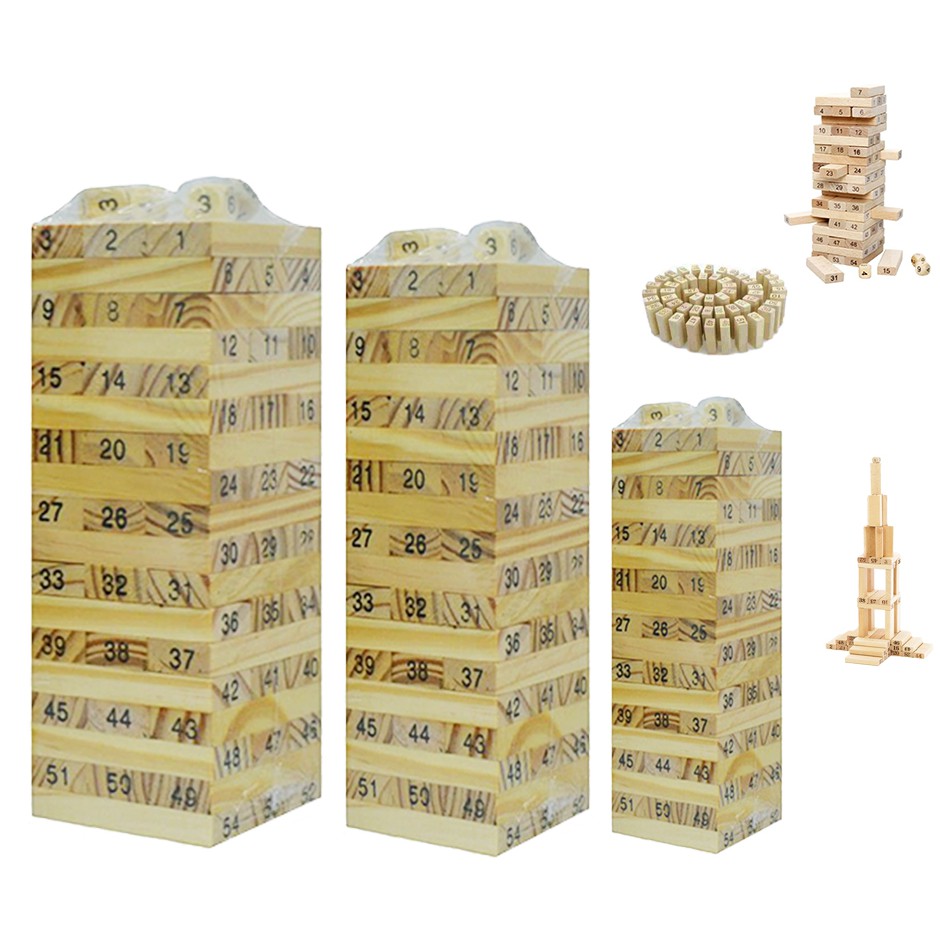 Wooden Number Stacking Block Tower (48Pcs) / Blok Kayu Mainan Nombor (48Biji) - Good Quality Material