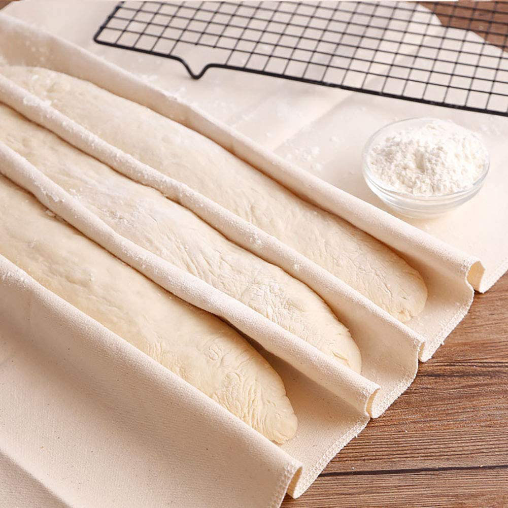 18 x 15 Inch Zhehao 2 Pieces Bakers Cloth Bakers Couche Pure Cotton Heavy Duty Proofing Cloth for Baking French Baguette Loaves 