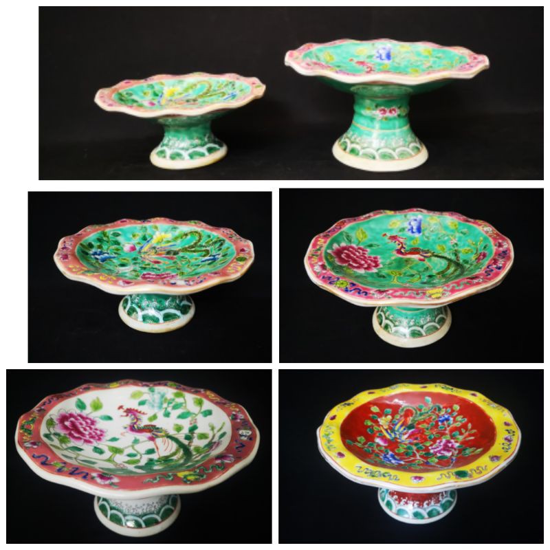 Footed Plate Peranakan Baba Nyonya Nonya Motif Design Phoenix Assorted