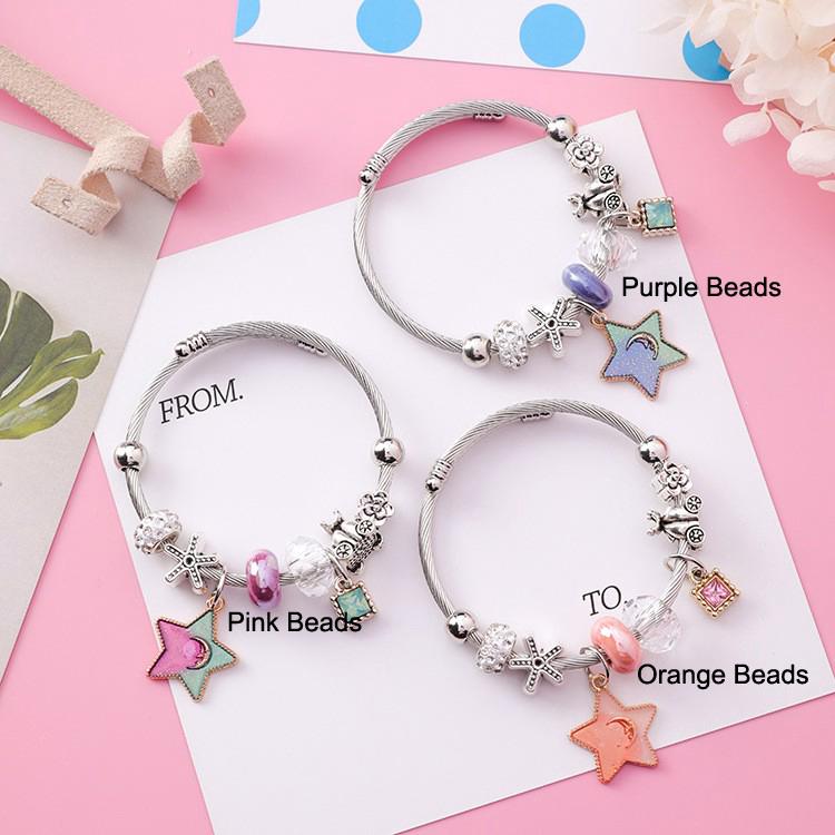 925 Bracelet Gelang  Tangan Silver Plated Pink Cherry 