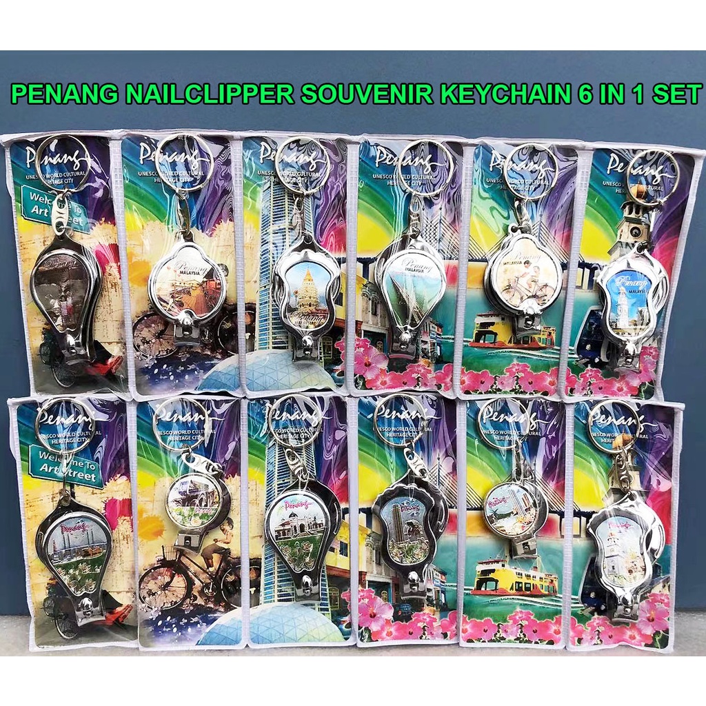 Penang Souvenir Nailclipper Keychain 6 in 1 design / Gantungan Kunci gunting kuku Penang