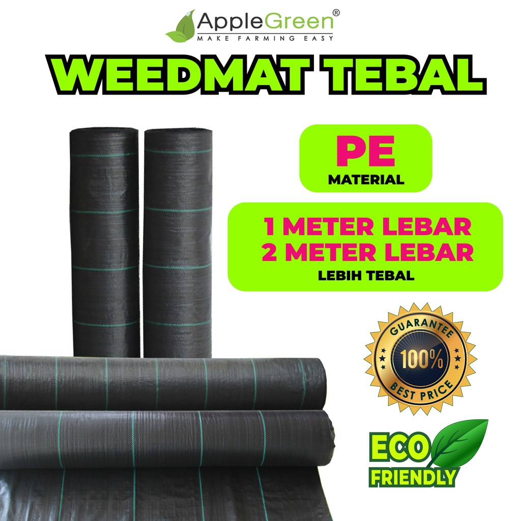 1 METER 2 METER 3 METER LEBIH TEBAL [ PE ] AppleGreen Garden Weedmat Weed Control Mat / Weed Barrier Garden Lanscape