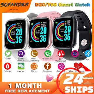 Smart Watch Bluetooth IP67 Waterproof Y68 D20 Smartwatch Fitness Tracker Jam Tangan Sleep Heart Rate Blood Pressure Monitor Sport Watch Smart Band Bracelet Wristband
