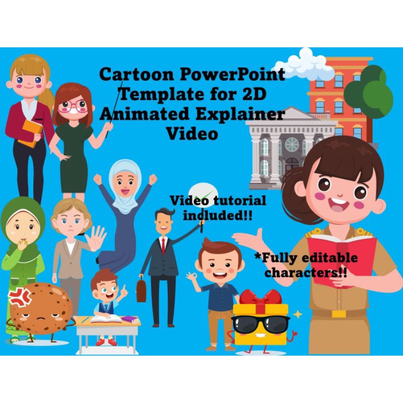 Cartoon Character for PowerPoint Explainer Template ppt 100% editable with  tutorial video | Shopee Malaysia