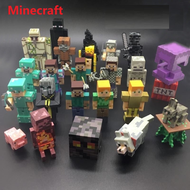 2020 hot sale new minecraft creeper steve action figures colorful creative building block toys by boomtech