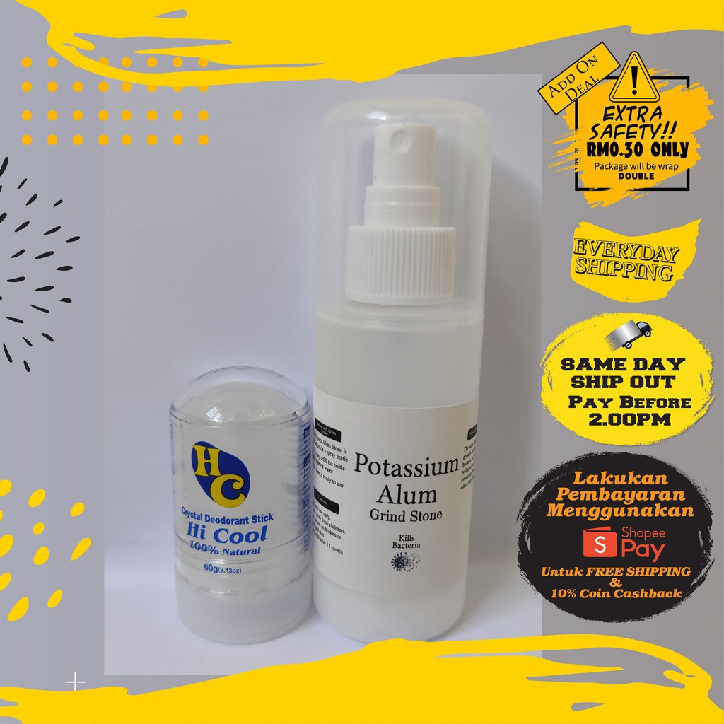 CRYSTAL DEODORANT Hi Cool Deodorant natural potassium alum tawas stick