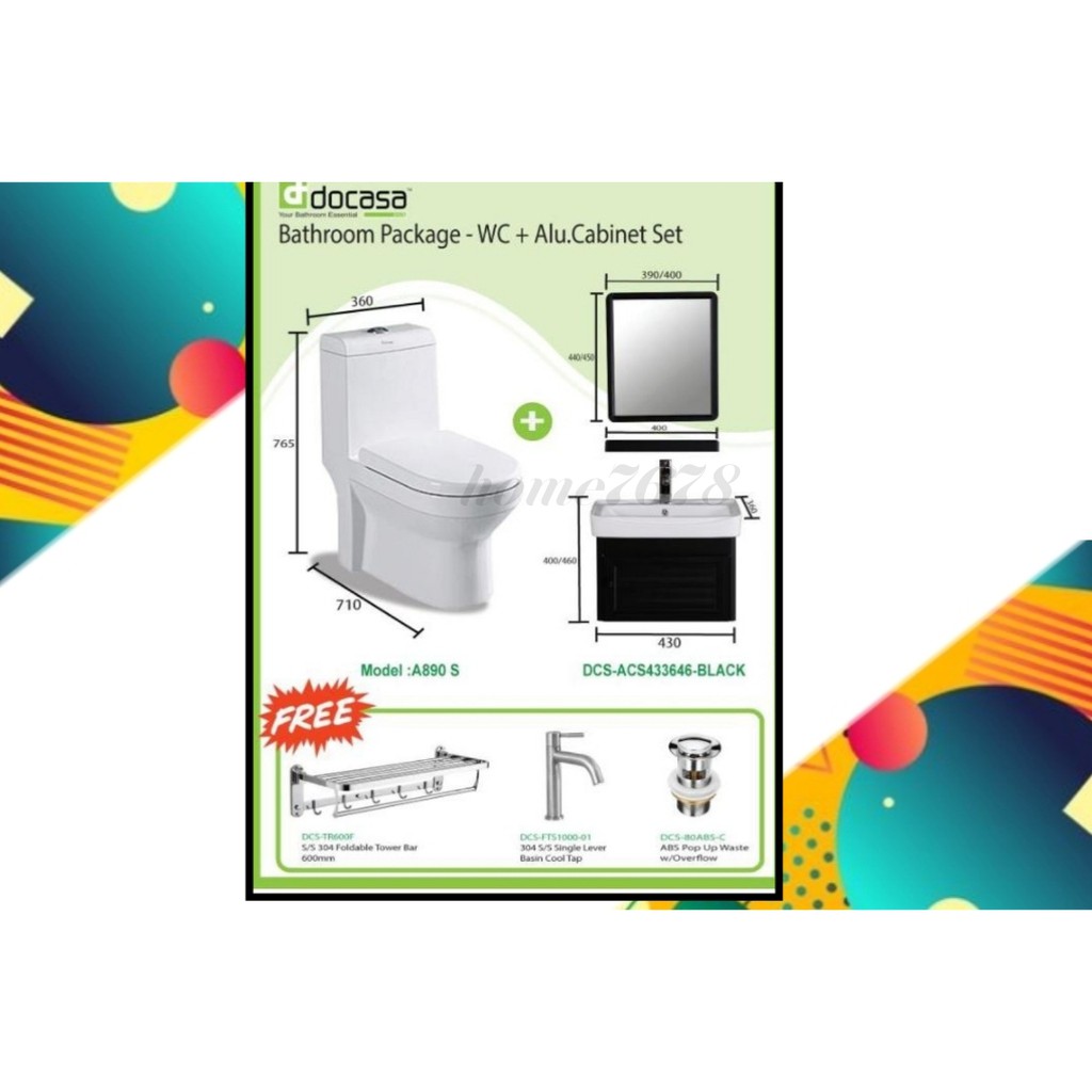 Docasa Toilet Bowl A 0 Dcs Acs blk Aluminium Cabinet Set Shopee Malaysia