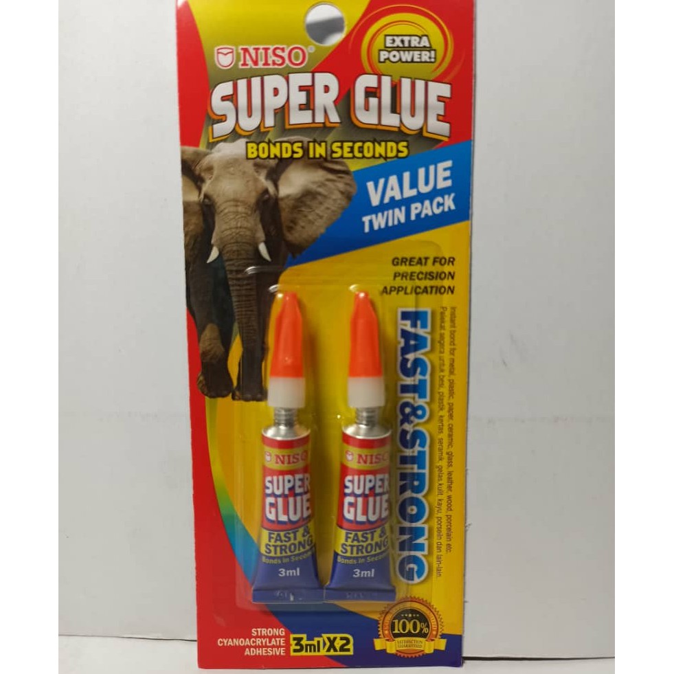 Niso Fast & Strong Super Glue Bonds In Seconds (3ml x 2) Shopee Malaysia