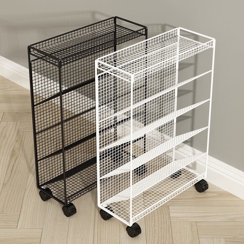 Desk Side Small Bookshelf Desk Side Storage Rack Movable Wheeled