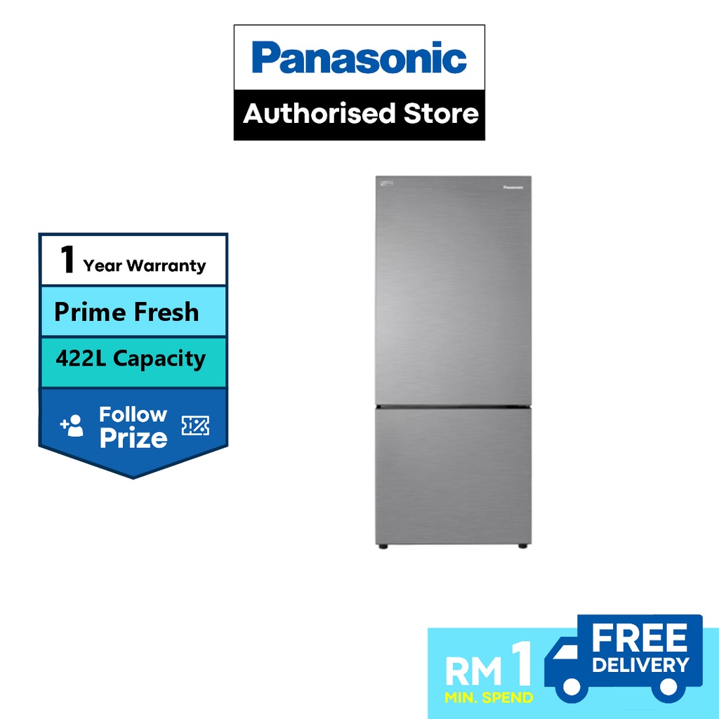 PANASONIC NRBX421BPS 2DOOR BOTTOM FREEZER REFRIGERATOR STEEL DOOR