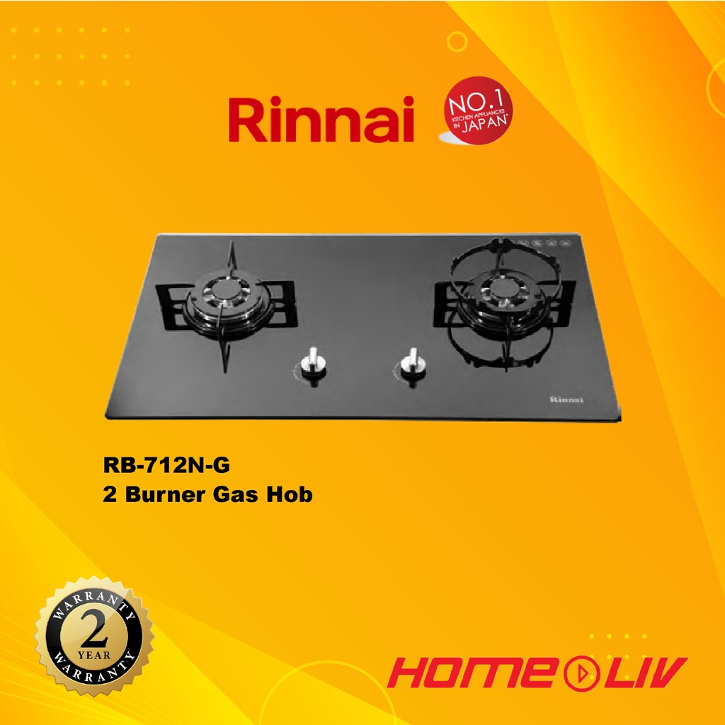 RINNAI RB712NG 2 BURNER BUILTIN GAS STOVE GAS HOB GAS COOKER (78cm