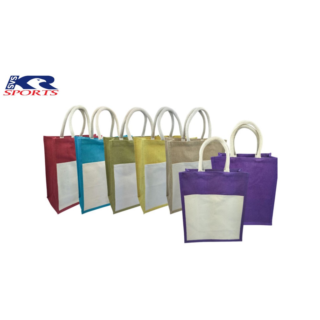 Jute Bag | Canvas Pocket Bag | Shoulder Bag | Tote Bag | Beg Galas Tepi