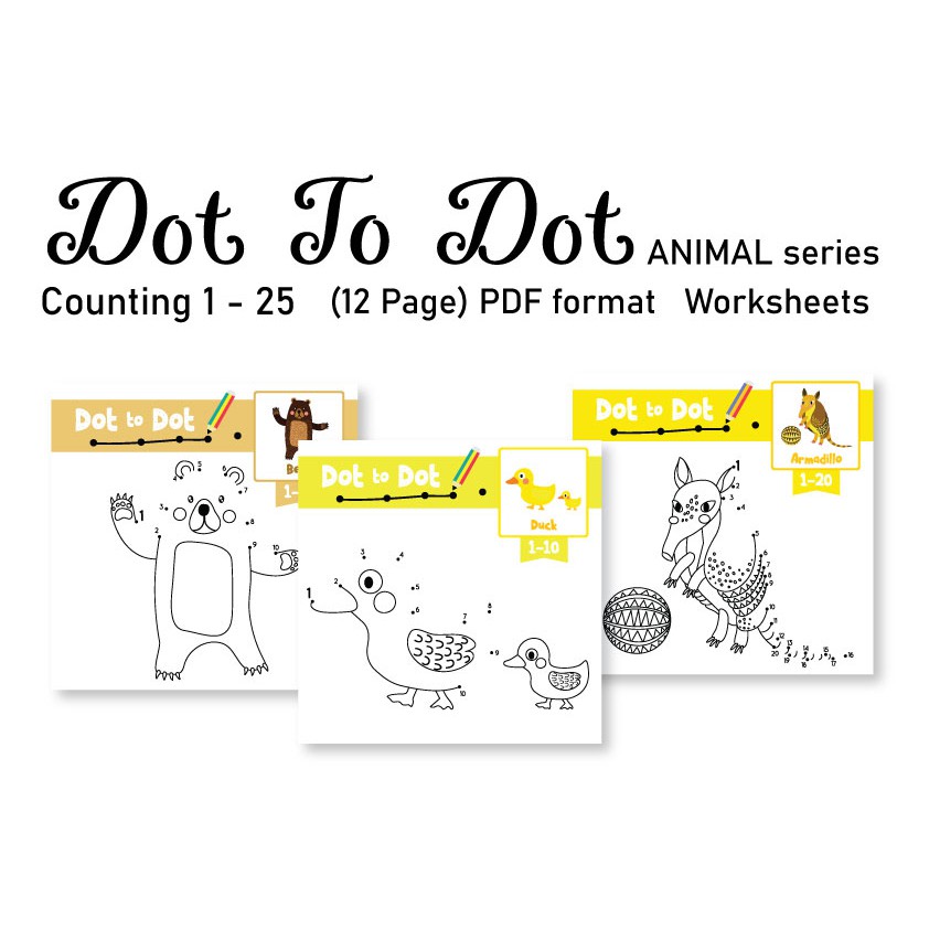 Printable Fast Shipping Animals Dot To Dot Counting Numbers Worksheets Softcopy Pdf Format 12 Pages Kids Activity Shopee Malaysia