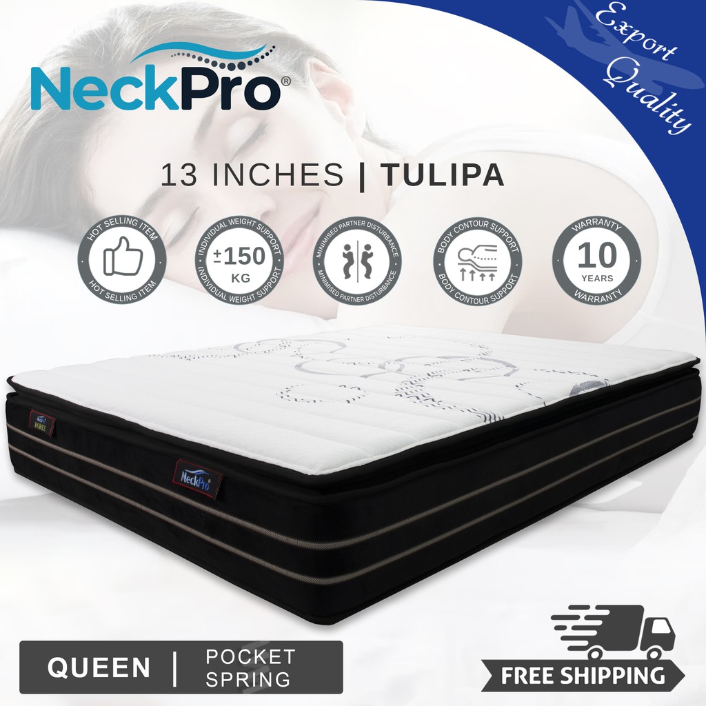 Free Shipping Neckpro Tulipa Queen Pocketed Spring Pillow Top