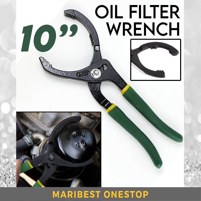 10 Inch Adjustable Oil Filter Plier Wrench Tool Hand Tool Automotive Tools Alat Buka Penapis Minyak Hitam