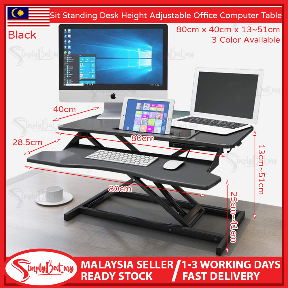 Height Adjustable Stand Up Desk Computer Workstation Lift Rising Laptop 