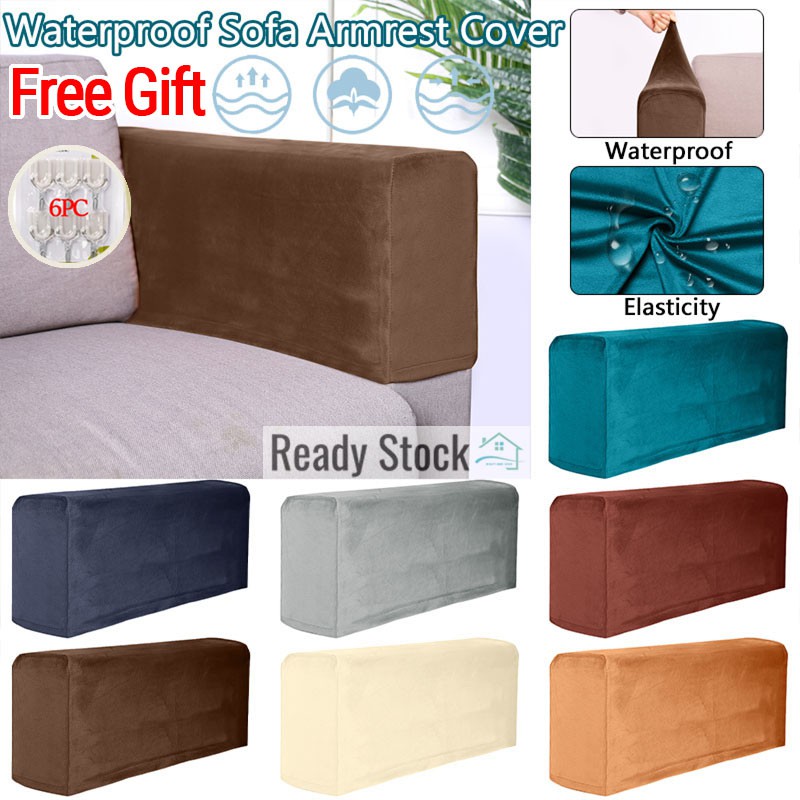 Ready Stock Cod Free Gift 2pc Thick Velvet Stretch Armrest Covers For