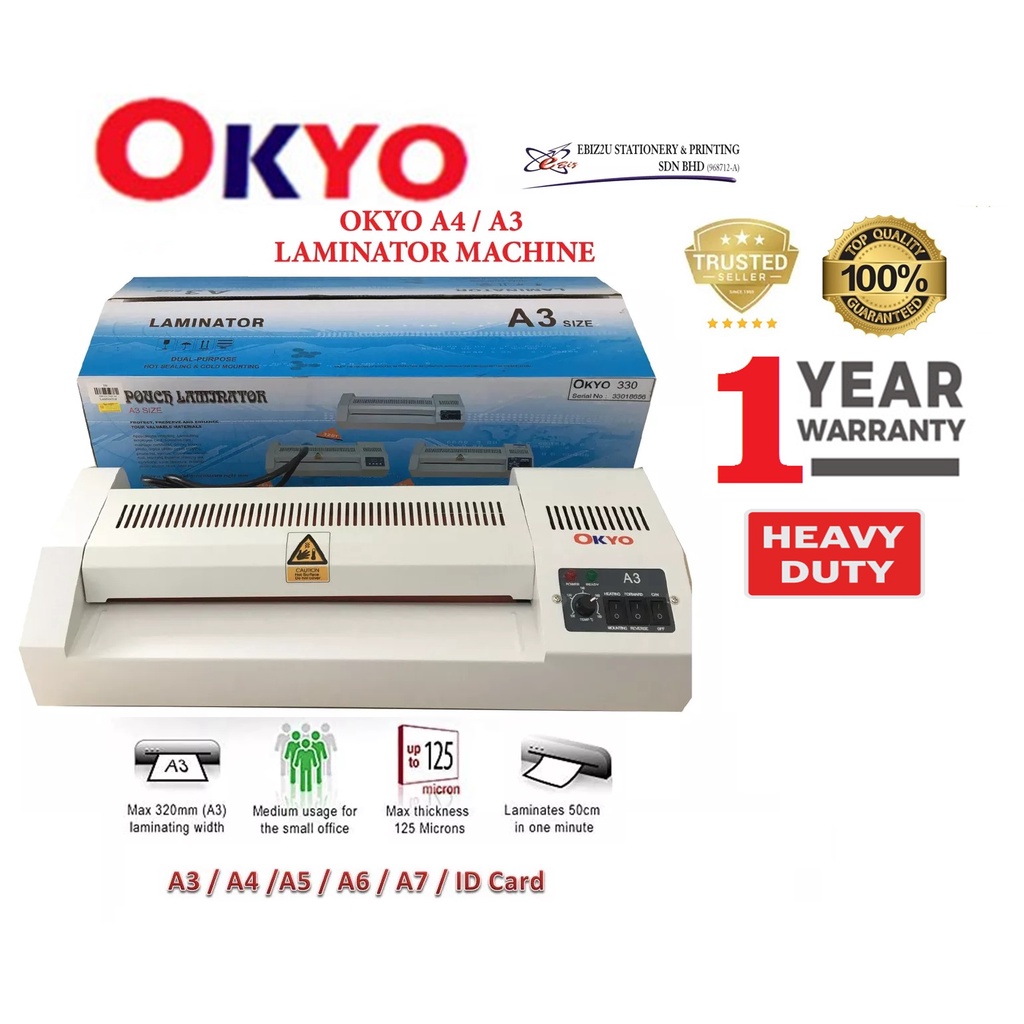 OKYO 330C HEAVY DUTY A3 LAMINATE MACHINE (A3 & A4) Laminator Machine, A3 Laminator, laminate