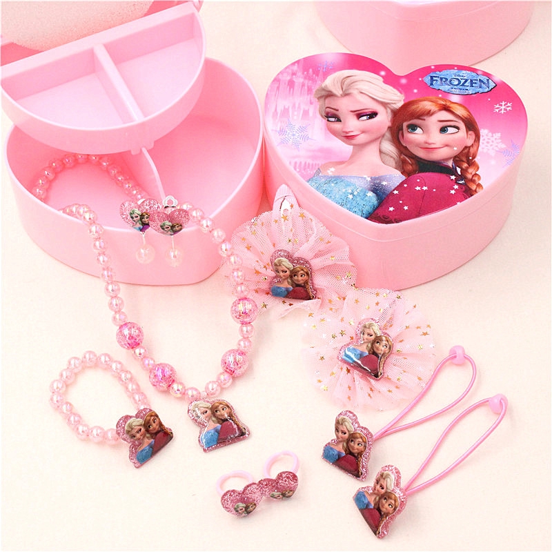 Elsa Frozen Peppa Jewellery Box Princess Gift Toy Children Necklace Earring
