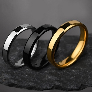 4mm Men and Women Simple Fashion Cool Polishing Ring Silver Gold Black Blue Titanium Steel Ring