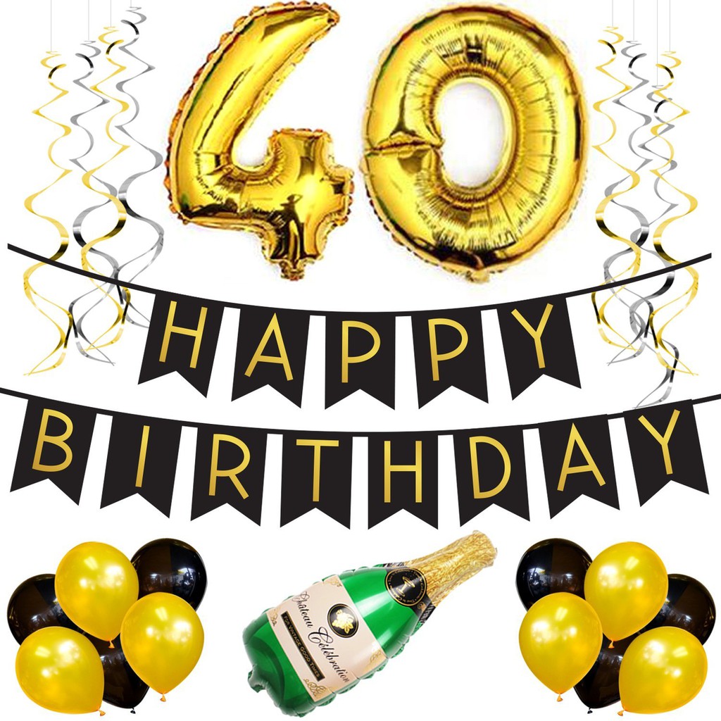 40th Birthday Party Supplies Happy Birthday Banner Balloons