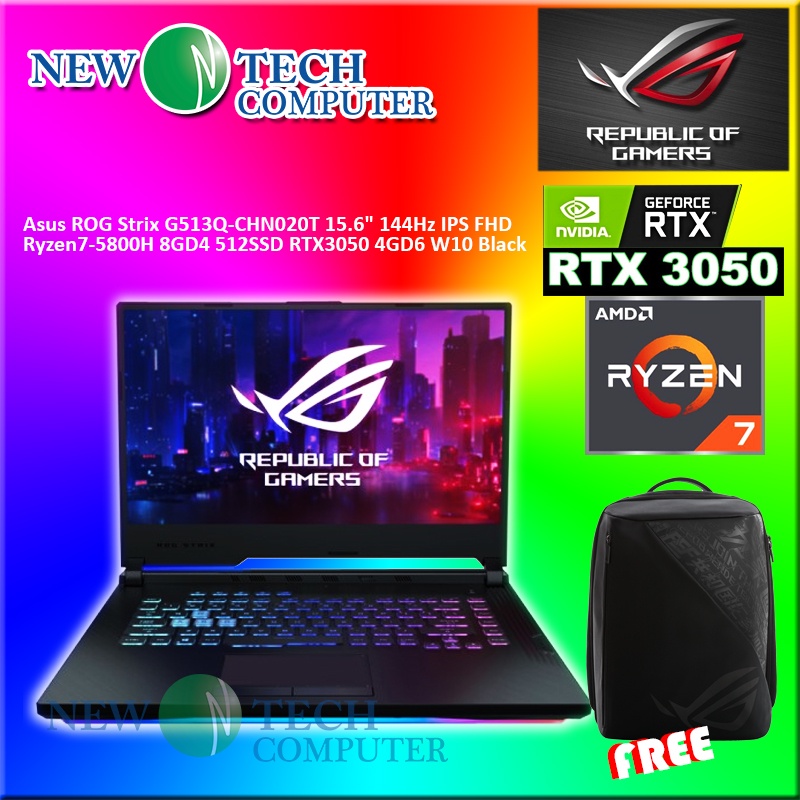 Laptop Gaming Asus Rog Strix G513q Chn020t 156 144hz Ryzen7 5800h 8gd4 512ssd Rtx3050 4gd6 5095