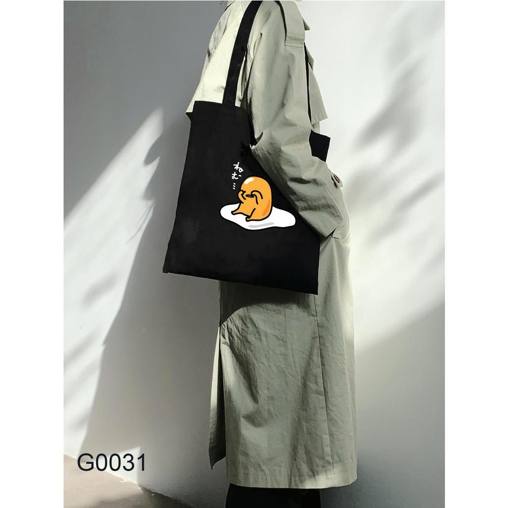 Gudetama Cartoon Pattern Tote Bag Ladies Handbag Backpack Cartoon Print Women's Tote Bag Eco-friendly Cloth Bag Can Be Reused Canvas Bag Cute Shoulder Bag