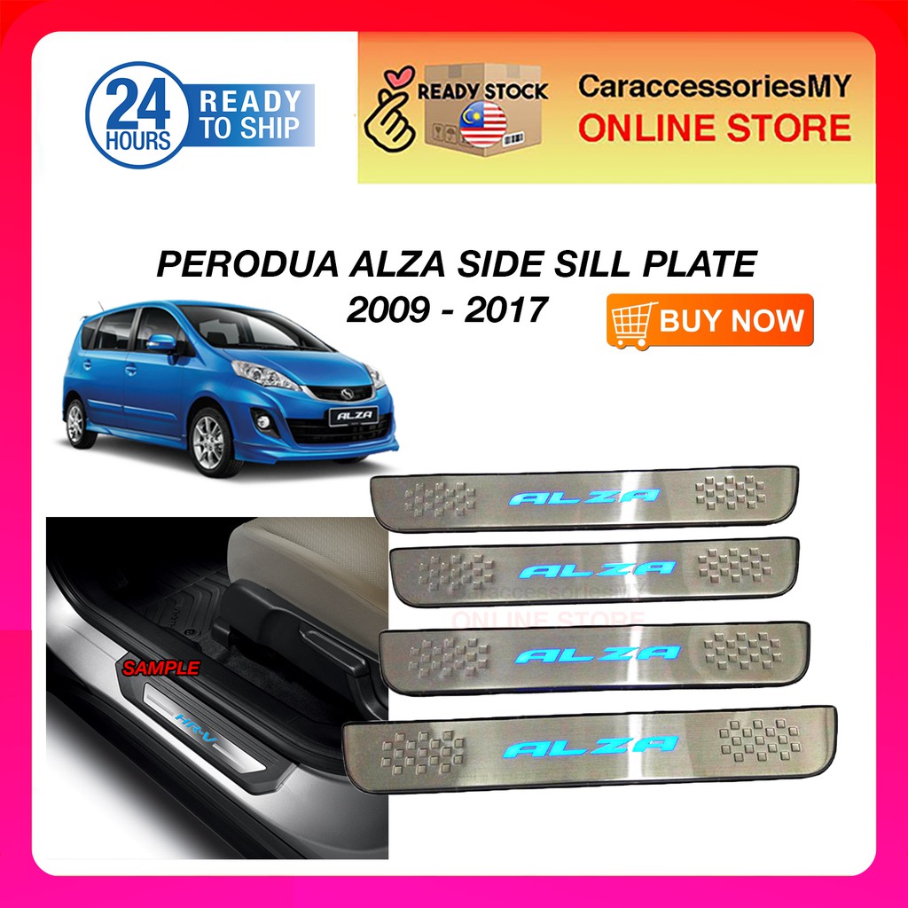 Perodua Alza led side sill step car door led side sill plate logo chrome blue light 2009 - 2017