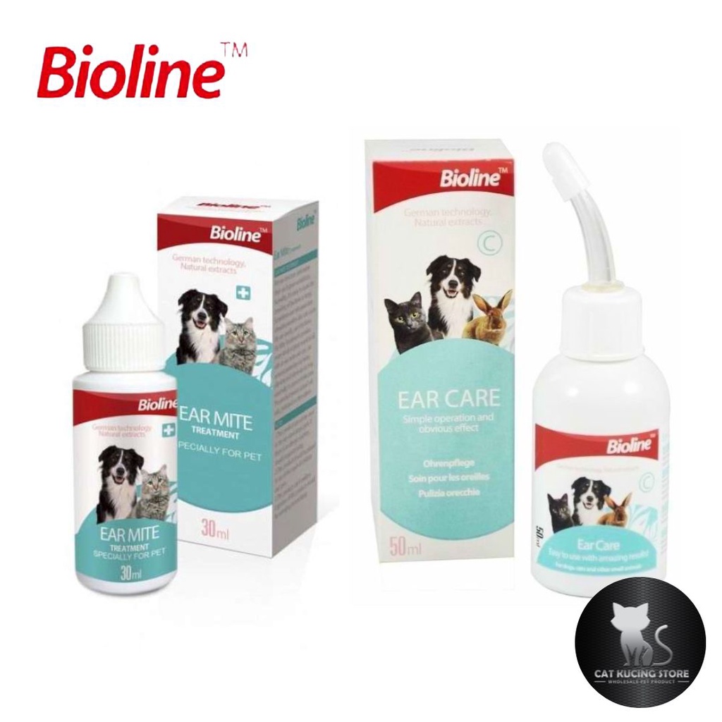 Bioline Pet Ear Care Ear Mites Treatment Cat & Dog Ear Drops Ear ...