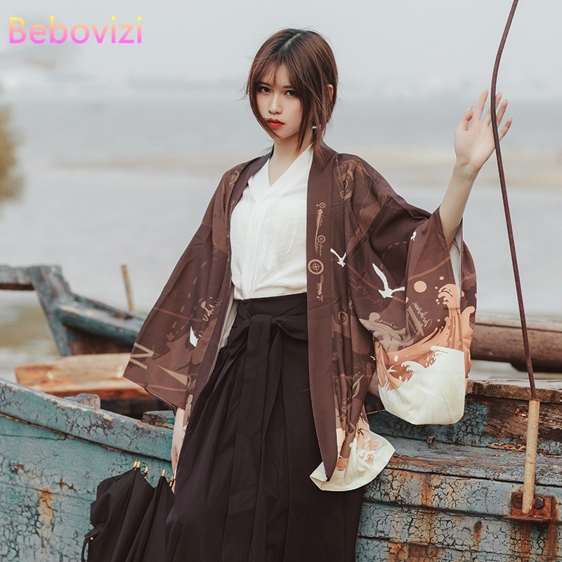 Summer Beach Fashion Print Loose Streetwear Costumes Cardigan Women ...