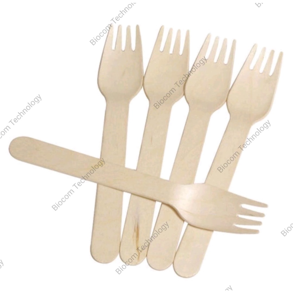 50pcs± Wooden Bamboo 2WBF16 Fork Spoon Biodegradable Disposable Utensils Cutlery Dinnerware Tableware Kitchenware