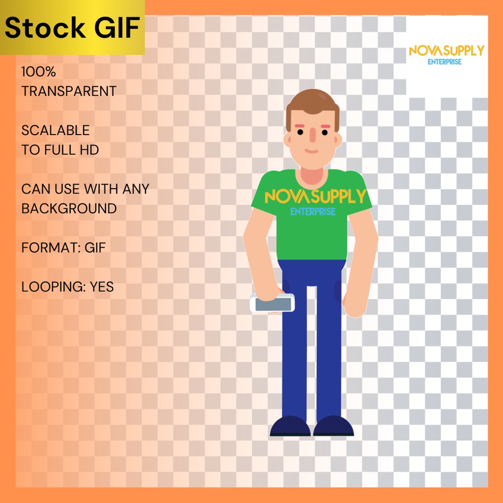 05 Man Call with movement Stock GIF Animation transparent background