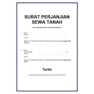 FORMAT SURAT PERJANJIAN SEWA KEDAI  Shopee Malaysia