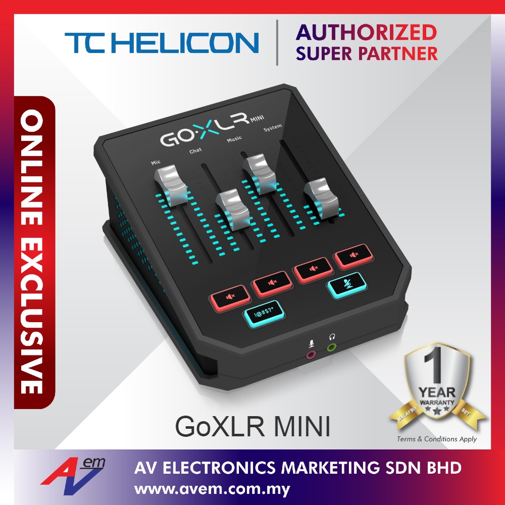 TC Helicon GoXLR MINI Online Broadcast Mixer with USB/Audio Interface ...