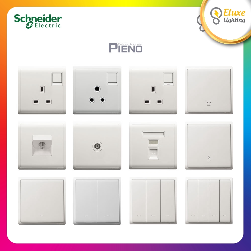 SCHNEIDER PIENO SERIES WHITE SWITCHES & SOCKETS [FULL RANGE] Shopee
