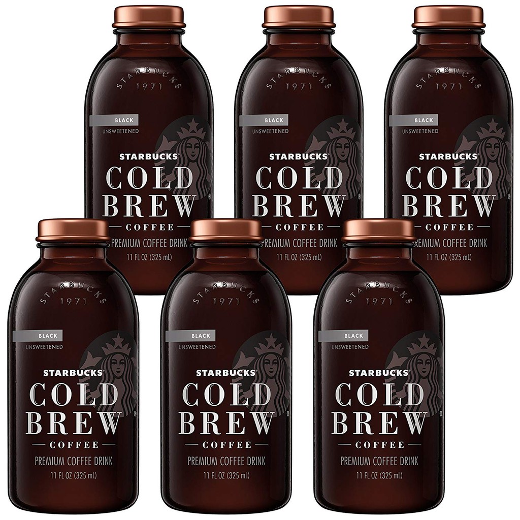 Starbucks Cold Brew Coffee, Black Unsweetened, 11 oz Glass ...