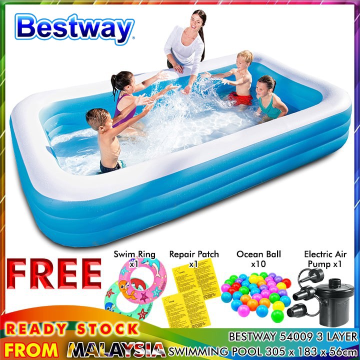 Bestway 3 05 Meter 54009 Extra Large Inflatable Swimming Pool 3 Layer Kolam Renang Kolam Air Mandi æ¸¸æ³³æ±  Premium Shopee Malaysia