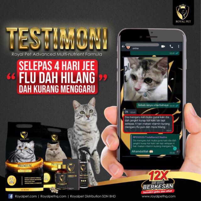 Royal Pet Vitamin Terbaik Sibulus Free Spray Kutu+ Rantai Kucing