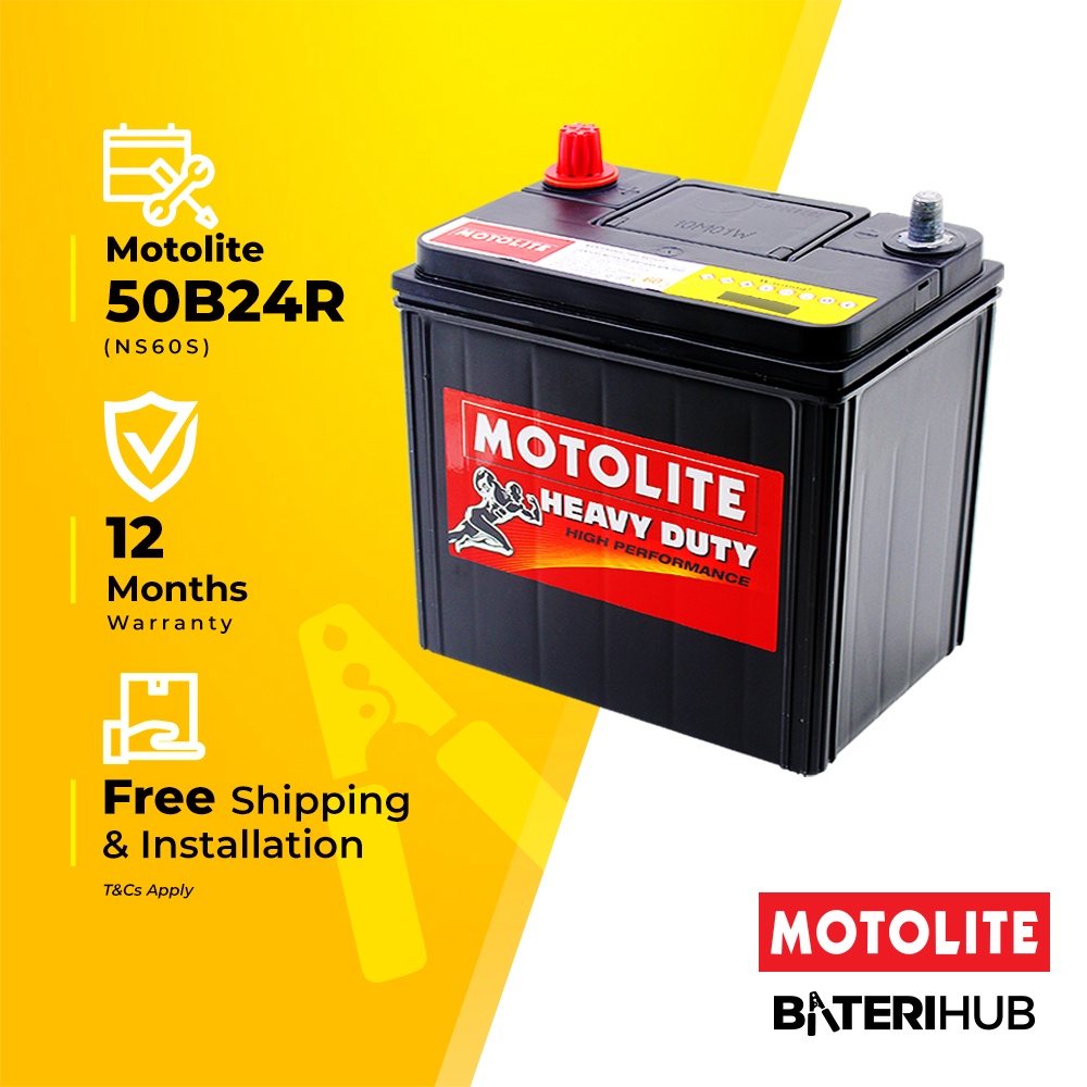 50B24R Motolite Heavy Duty MF Car Battery Saga Satria Wira Iriz Avanza
