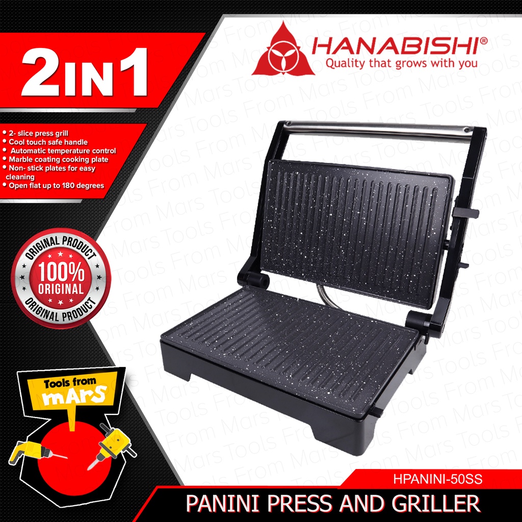 HANABISHI 2 IN 1 Panini Press and Griller HPANINI50SS •TOOLS FROM MARS•