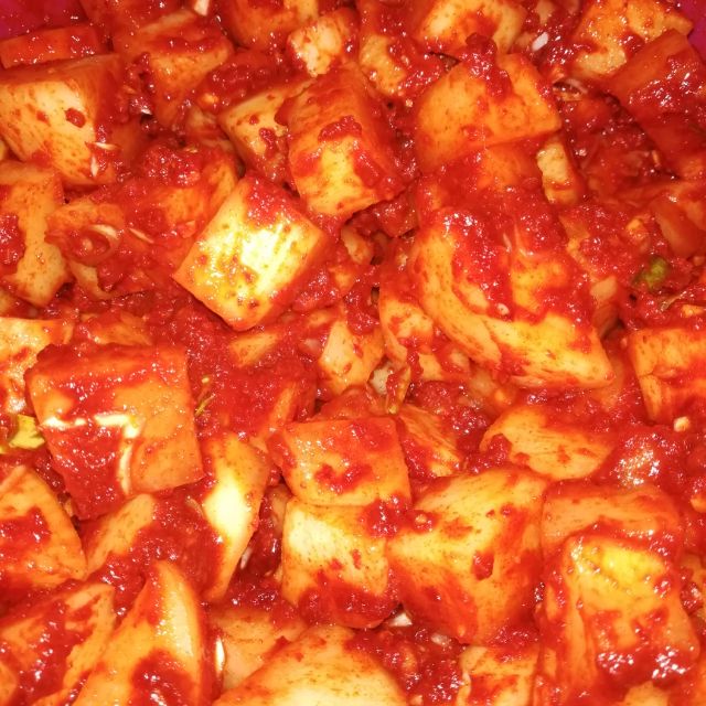 Kkakdugi (kimchi lobak putih), 500g, halal, homemade, resipi asli 