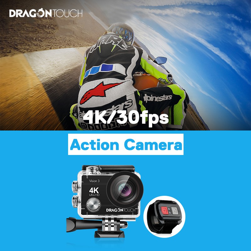 dragon touch 4k action camera 16mp vision 3 underwater waterproof camera