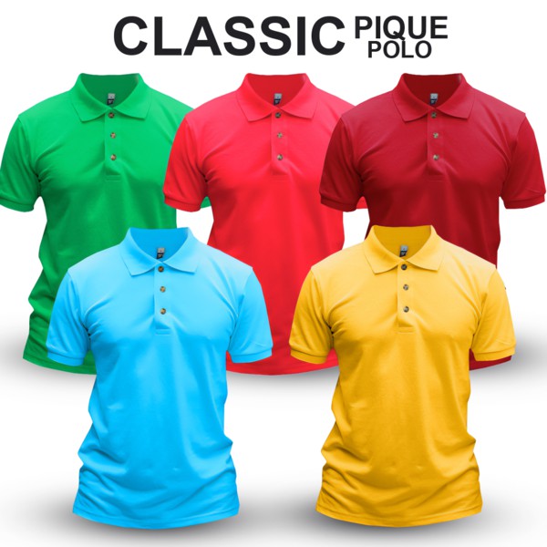 Men's Classic Pique Polo Short Sleeve Collared Casual Wear