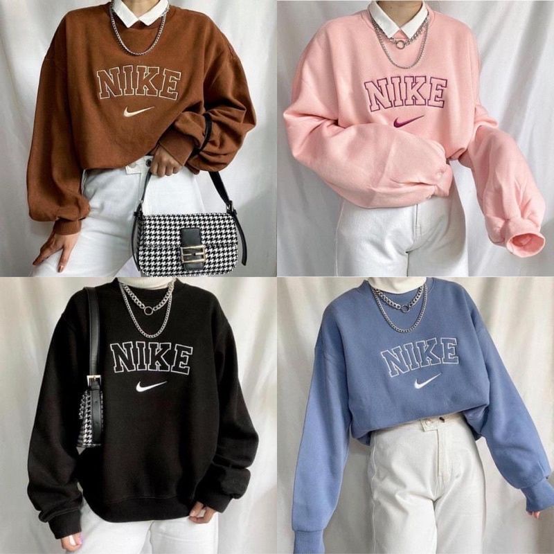 Nike BASIC SWEATER OVERSIZE Women  Korean STYLE CREWNECK OVERSIZE Sweater  Sweatshirt Women