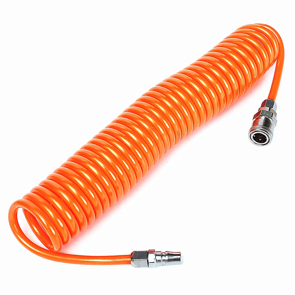6M 19.7Ft 8mm x 5mm Flexible PU Recoil Hose Spring Tube For Compressor