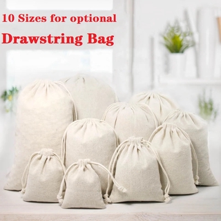 Multi Size Reusable Cotton Drawstring Gift Bag Wedding Christmas Sachet Storage Charms Jewelry Packaging Linen Bag
