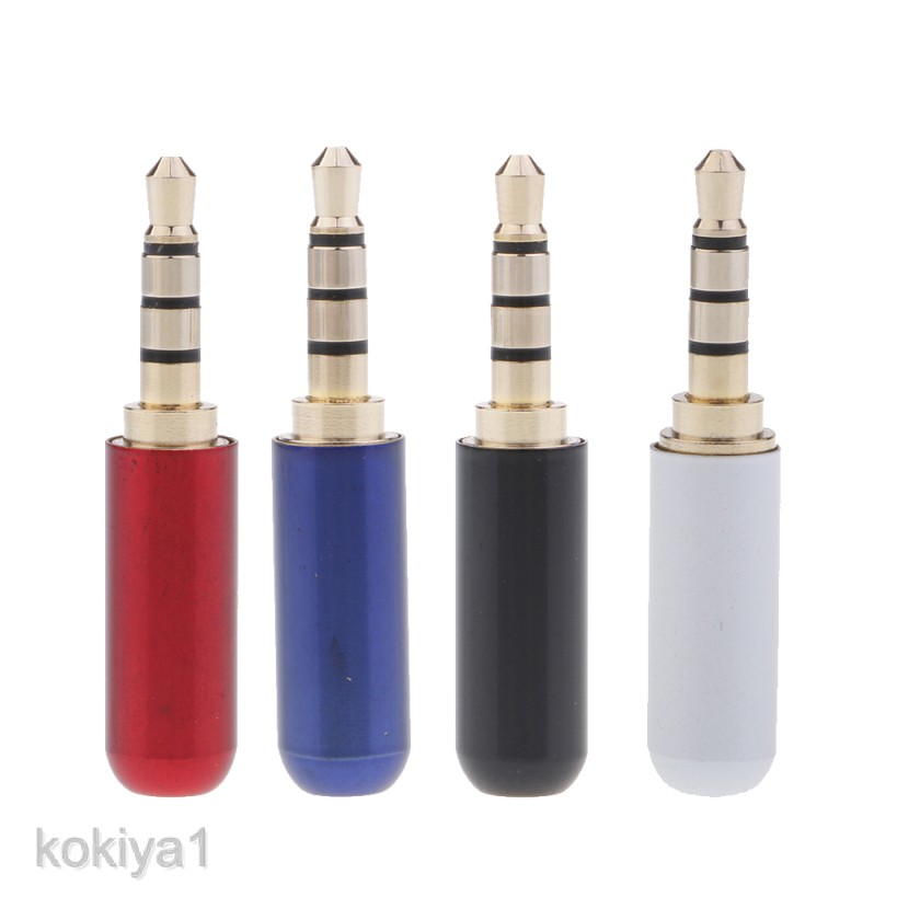 2pcs 1/8" 3.5mm 4 pole stereo male plug Audio Video TRRS Metal connector AUX