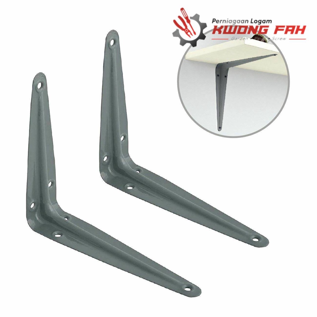 (1 Unit x 1 Pair) Grey Shelf Bracket / Triangle Bracket / Wall Shelves Bracket / L Bracket / Rak